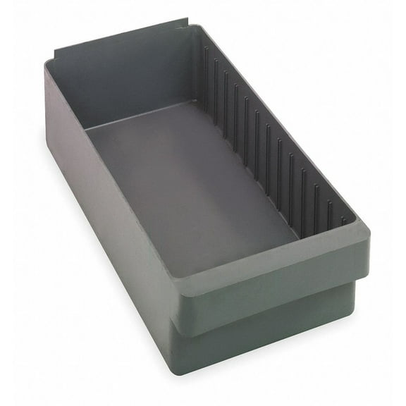 Quantum Storage Systems Drawer Bin,Gray,Polystyrene,4 5/8 in QED606GY