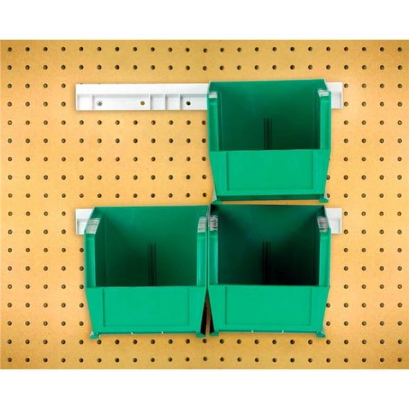 Quantum Storage Systems B1398828 Hang & Stack Bins with 2 Rails & 4 Bins - 10.875 x 5.5 x 5 in. - Green - Polypropylene