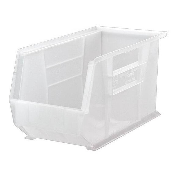Hang & Stack Storage Bin, Polypropylene, Clear, 9 in H, 8 1/4 in W, 18 in L