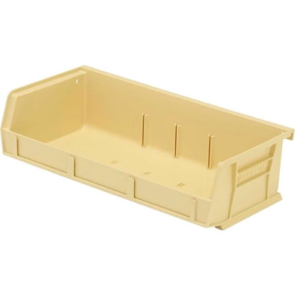 Quantum Storage Systems B2777180 11 x 5.38 x 3 in. Polypropylene 3 Slots Ultra Series Stack & Hang Bin, Ivory - Case of 8