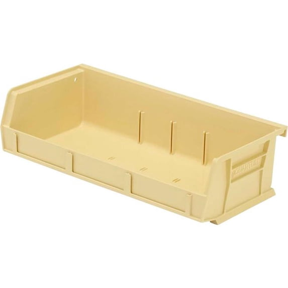 Quantum Storage Systems B2777180 11 x 5.38 x 3 in. Polypropylene 3 Slots Ultra Series Stack & Hang Bin, Ivory - Case of 8