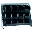 thumbnail image 1 of Bench Rack, 27-3/4"L x 8"W x 21"H, 16 gauge steel louvered model, includes: (12) 10-7/8"L x 5-1/2"W x 5"H black bins, gray enamel finish, 1 of 1