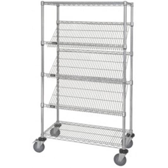 Quantum Storage M2436SL6C Mobile Chrome 5 Wire Shelving Slanted Shelf Unit - 24 x 36 x 69 in.