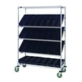 thumbnail image 1 of Quantum Storage Systems WRCSL5-63-1836-104BK Wire Slanted Wheels 5 Shelves 69" H x 36" W x 18" D with 20 Black Bins 18" L x 7" W x 4" H, 1 of 1