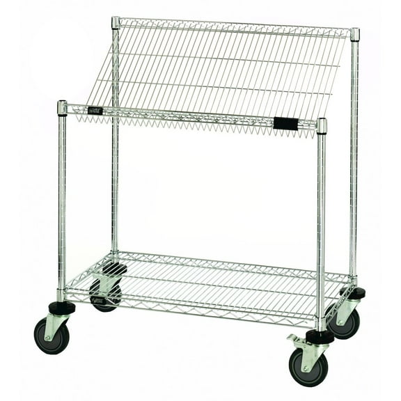 Quantum Storage Systems M1848SL34C Wire Slanted Wheels 2 Shelves 40" H x 48" W x 18" D