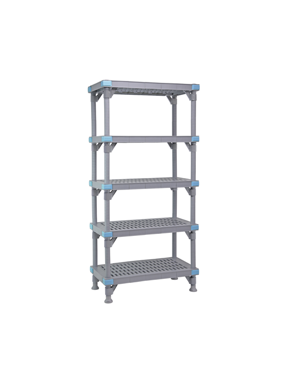 QP247262VS-5 Millenia Shelving Unit, 72" W x 24" D x 62" H, 2000 lbs Capacity, Polypropylene/ABS, Gray, NSF