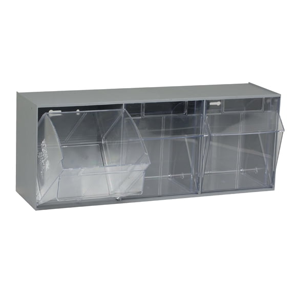 Quantum Storage Systems QTB303GY 3 Drawers Tip Out Cabinet Part Organizer Gray 10" H x 24" W x 8" D CA2
