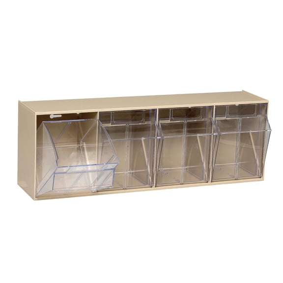 Quantum Storage Systems QTB304IV 4 Drawers Tip Out Cabinet Part Organizer Ivory 9" H x 24" W x 7" D CA2