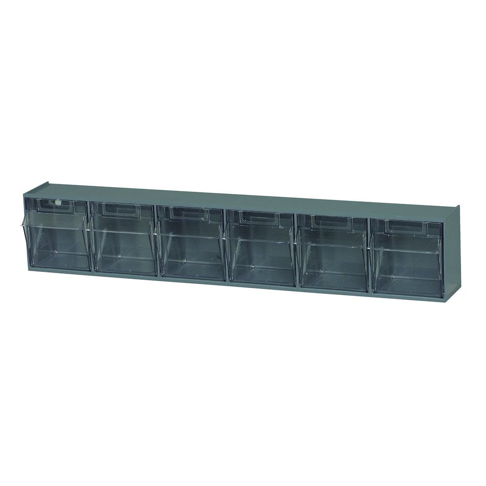 Tip Out Bin, (6) compartment, handle with label slot, opens to a 45 ...