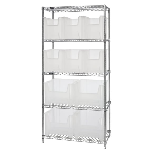 Quantum Storage Systems Shelving Unit, Wire in Carbon Steel Material, Chrome Color