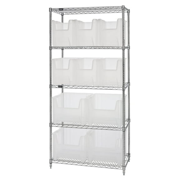 Quantum Storage Systems Shelving Unit, Wire in Carbon Steel Material, Chrome Color