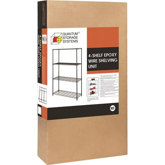 Quantum Storage Systems RWR72-1836LDBK Convenient Shelving Unit Pack, Black, 4-Tier - 36 x 18 x 72 in.