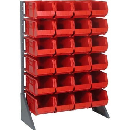 Quantum Storage Systems B1398756 QRU-12S-240-24 Single Sided 12 Rail Unit with 24 QUS240 Ultra Stack & Hang Bins, Red