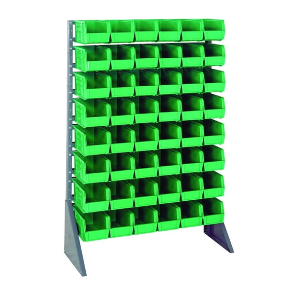 quantum storage qru-16s-230-48gn single sided rail systems complete package with bins, 36" l x 15" w x 53" h, green