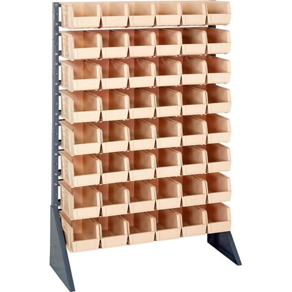 Quantum Storage Systems B1398873 QRU-16S-230-48 Single Sided 16 Rail Unit with 48 QUS230 Ultra Stack & Hang Bins, Ivory