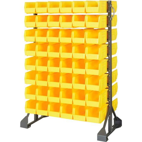 Quantum Storage Systems QRU-16D-230-96YL Solid Double Sided Rail Bins Racks 12 Shelves 53" H x 36" W x 20" D with 96 Yellow Bins 11" L x 6" W x 5" H