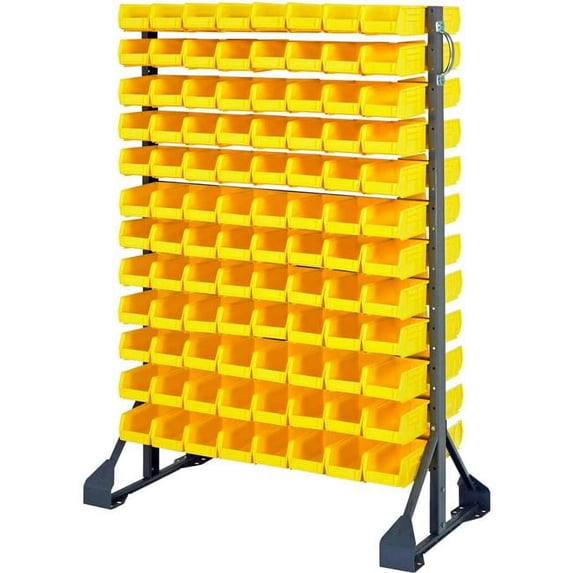 Quantum Storage Systems B1398779 QRU-12D-220-192 Double Sided 12 Rail Unit with 192 QUS220 Ultra Stack & Hang Bins, Yellow