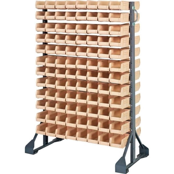 Quantum Storage Systems B1398835 QRU-12D-220-192 Double Sided 12 Rail Unit with 192 QUS220 Ultra Stack & Hang Bins - Ivory