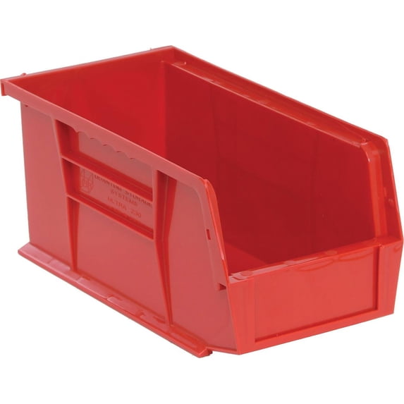 Quantum Storage Ultra Bin, Red, Stackable or Hangable, 5.5"W x 10.9"D x 5"H, 12 Pack
