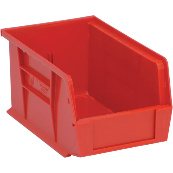 Quantum Storage Ultra Bin, Red, Stackable or Hangable, 6"W x 9.2"D x 5"H, 12 Pack