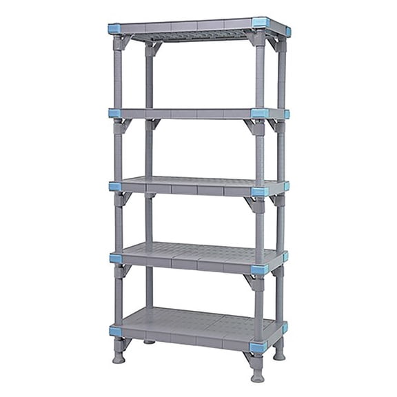 Quantum Storage Systems Millenia Shelving Unit, 48"W x 18"D x 74"H, 5 solid shelves with removable shelf mats and 4 posts - Gray Finish