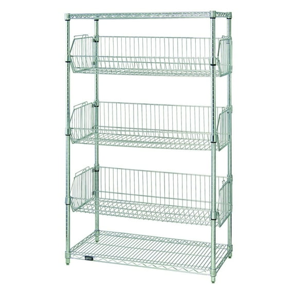 Quantum Storage 2436BC6C Chrome Wire Shelving Stationary Basket Unit, 24 x 36 in.