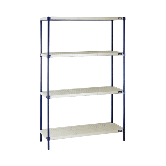 Quantum Storage Systems RPWR72-2460E Heavy Duty Vented Metal Post Plastic Mat Blue Epoxy 4 Shelves 72" H x 60" W x 24" D