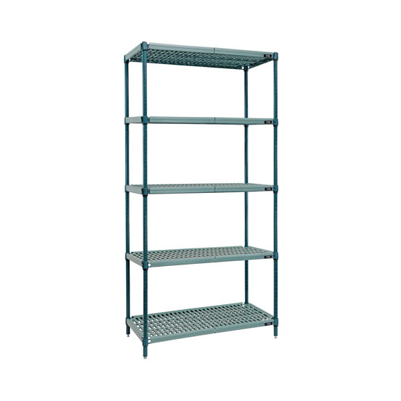 Quantum Storage Systems WR86-1854WPM-5 Hybrid Vented Metal Post Plastic Mat Green Epoxy 5 Shelves 86" H x 54" W x 18" D