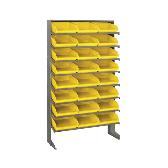 Quantum Storage Systems QPRS-109YL Solid Single Sided 8 Shelves 60" H x 36" W x 12" D with 24 Yellow Bins 12" L x 12" W x 4" H