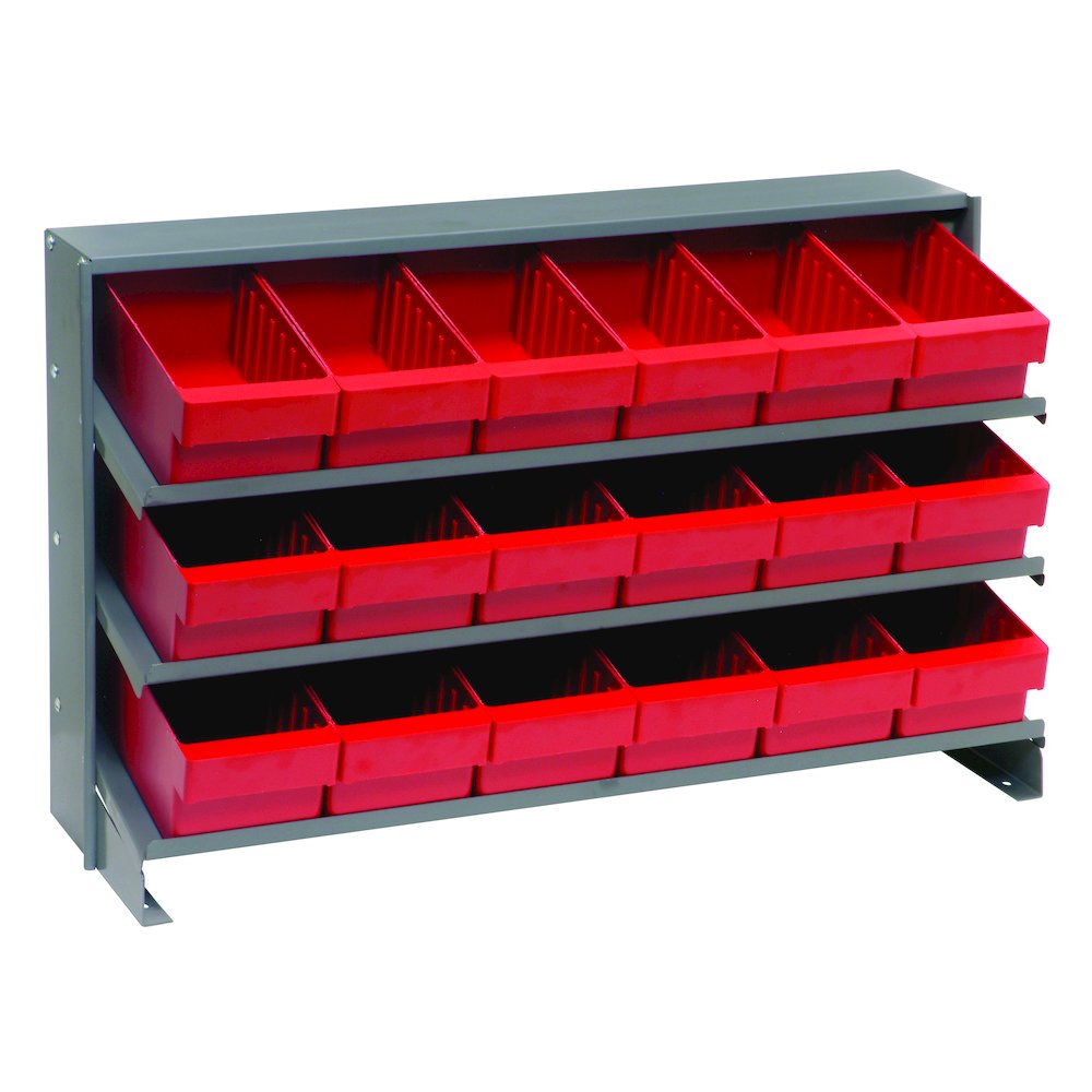 Quatum Storage Racking Quantum Storage Systems B382174 QPRHA-601 Bench Rack with 18 Red Euro ...