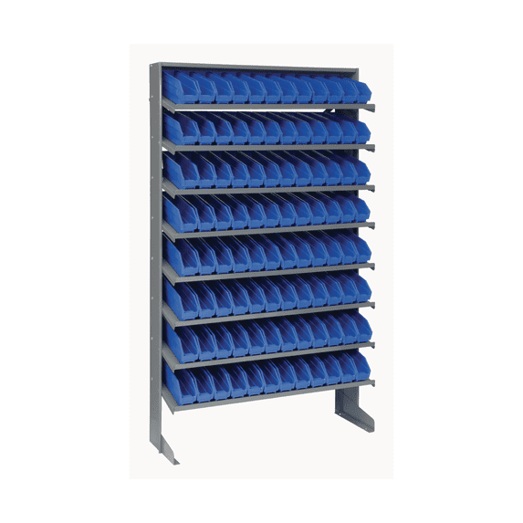 Quantum Storage Systems QPRS-100BL Solid Single Sided 8 Shelves 60" H x 36" W x 12" D with 96 Blue Bins 12" L x 3" W x 4" H