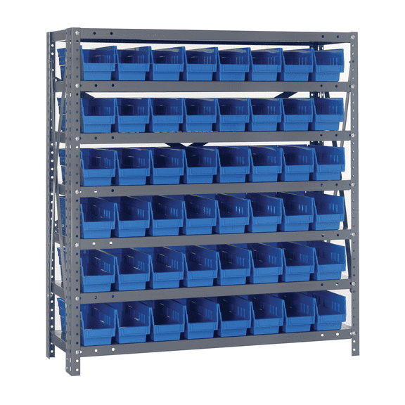 Quantum Storage Systems 1839-103BL Steel Shelving Unit with 4" Shelf Bins, 18" D x 36" W x 39" H, Blue