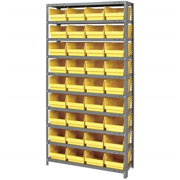 Quantum Storage Systems 268993YL 1875-208 Steel Shelving with 36 6 in. Shelf Bins, Yellow - 36 x 18 x 75 in.