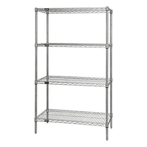 Solid Shelving Starter Kit, 60"W x 14"D x 63"H, 300 - 600 lb. capacity, includes (4) solid shelves and (4) posts, galvanized steel, NSF, shipped KD