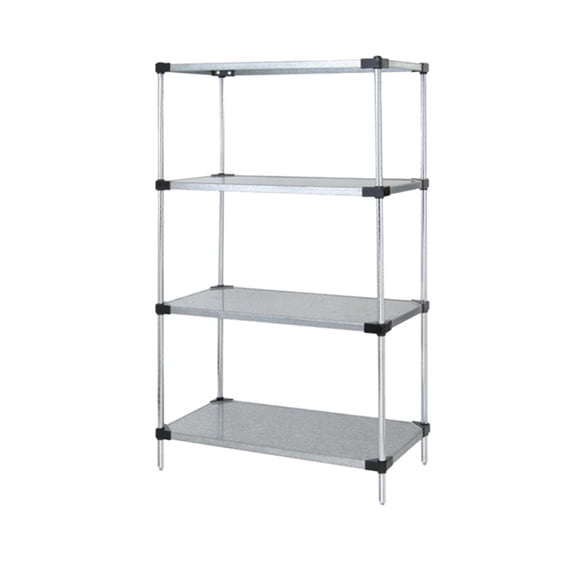 Quantum Storage Systems Solid Shelving 4-Shelf Starter Units-Galvanized Steel - 14" X 48" X 54"