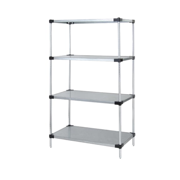 Quantum Storage Systems Solid Shelving 4-Shelf Starter Unit - 21" X 72" X 74" - Galvanized Steel