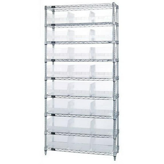 Quantum Storage WR9-216CL Wire Shelving Shelf Bin System - 24 Bins