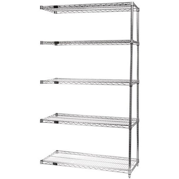 Quantum Storage AD54-2148C-5 5-Shelf Chrome Wire Shelving Add-On Unit - 21 x 48 x 54 in.