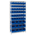 thumbnail image 1 of Quantum Storage Systems WR10-230240BL Wire Heavy Duty 10 Shelves 74" H x 36" W x 14" D with 48 Blue Bins Multi-Sizes, 1 of 1