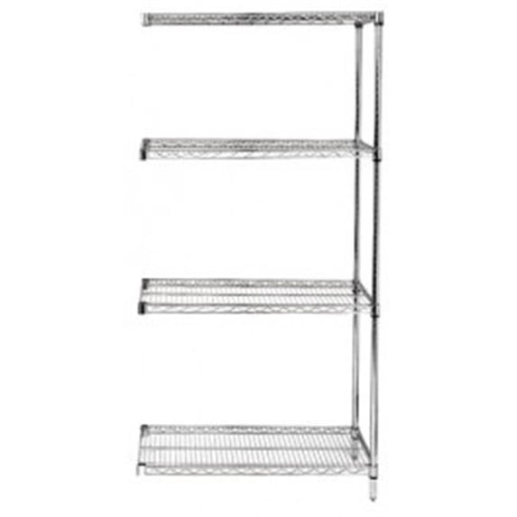 Quantum Storage Systems AD63-3672C Add-On Kit for 63" High 4-Tier Wire Shelving Unit, Chrome Finish, 36" Width x 72" Length x 63" Height