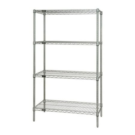 Wire Shelving Starter Kit, 30"W x 14"D x 54"H, 600 - 800 lb. capacity, includes (4) wire shelves and (4) posts, chrome plated finish, NSF, shipped KD