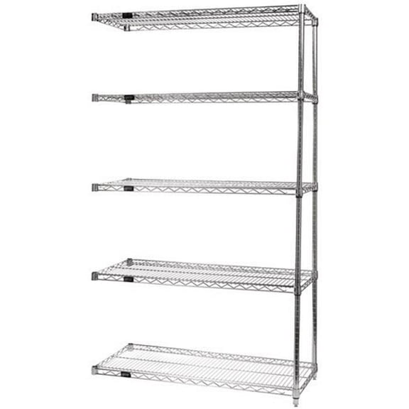 Quantum Storage AD54-1448C-5 5-Shelf Chrome Wire Shelving Add-On Unit - 14 x 48 x 54 in.