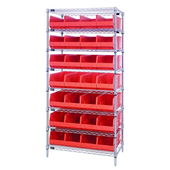 Quantum Storage Systems Shelving Unit, Wire in Carbon Steel Material, Chrome Color