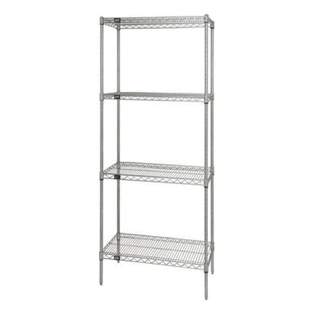 Wire Shelving Starter Kit, 60"W x 12"D x 86"H, 600 - 800 lb. capacity, includes (4) wire shelves and (4) posts, 304 stainless steel, NSF, shipped KD