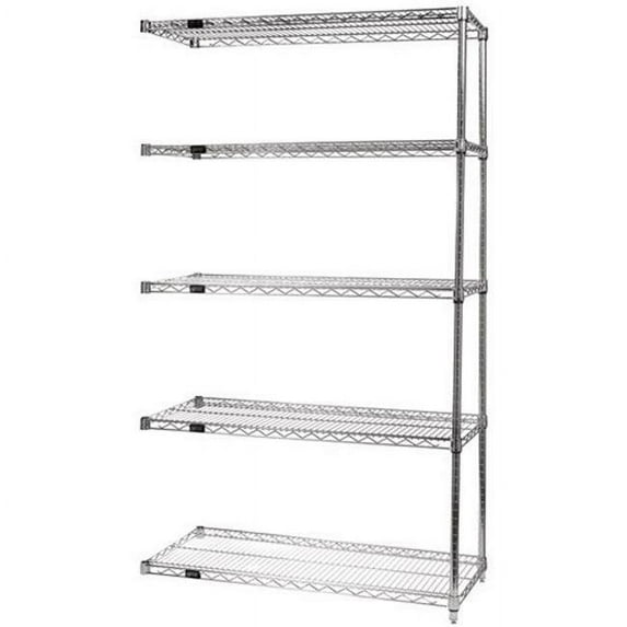Quantum Storage AD54-1872C-5 5-Shelf Chrome Wire Shelving Add-On Unit - 18 x 72 x 54 in.