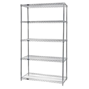Wire Shelving Starter Kit, 54"W x 21"D x 54"H, 600 - 800 lb. capacity, includes (5) wire shelves and (4) posts, chrome plated finish, NSF, shipped KD