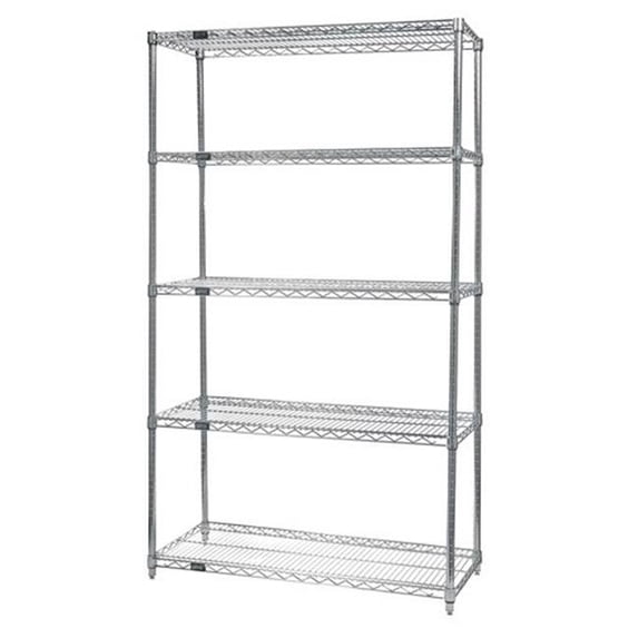 Quantum Storage WR63-1430C-5 5-Shelf Chrome Wire Shelving Starter Kit, 14 x 30 x 63 in.