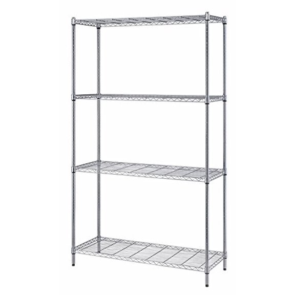 Quantum Storage 4-Shelf Adjustable Wire Shelving Unit, 300 lb. Load Capacity per Shelf, 72" H x 42" W x 18" D, Chrome Finish