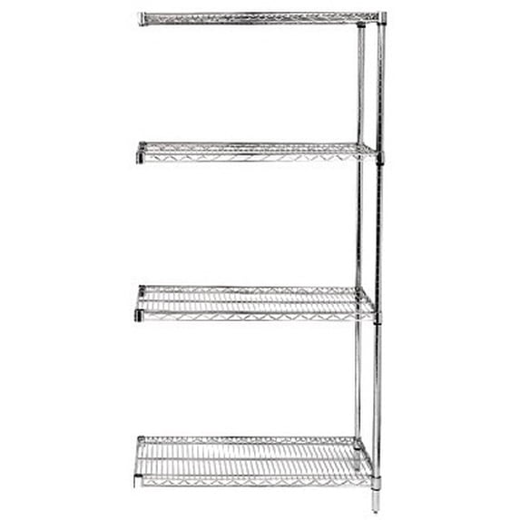 Quantum Storage AD86-2448C Chrome Wire Shelving 4-Shelf Add-On Unit - 86 in.