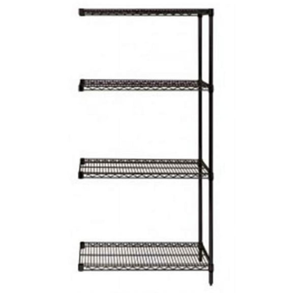 Quantum Storage AD74-1848BK Black Wire Shelving 4-Shelf Add-On Unit - 18 x 48 x 74 in.